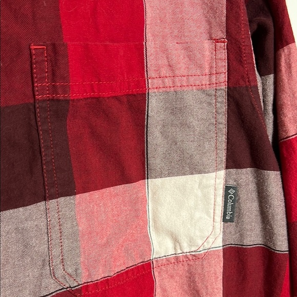 Columbia Button Down Shirt Red Flannel Plaid Cotton Medium - Picture 5 of 6